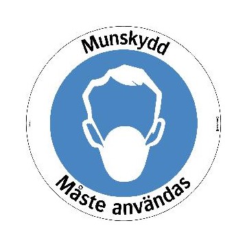 Systemtext GOLVDEKAL "MUNSKYDD MÅSTE ANVÄNDAS" 410 MM