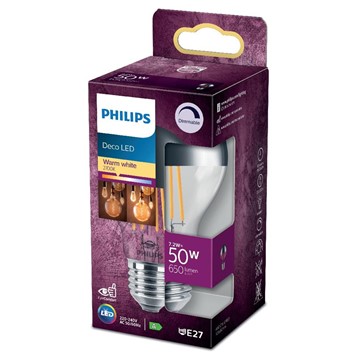 Philips LED NORMAL DECO 50W E27 VARMVIT  DIMBAR