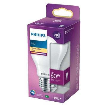 Philips LED NORMAL FROSTAD 60W E27 VARMVIT 1-PACK