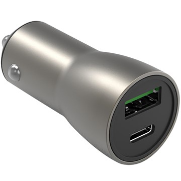 Smartline BILLADDARE USB-A USB-C PD 18W SILVER METALLIC 12-24V SNABBLA