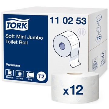 Tork TOALETTPAPPER TORK PREMIUM MINI JUMBO T2 170M/RLE 110253