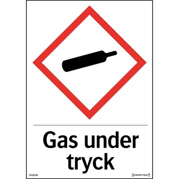 Systemtext DEKAL "GAS UNDER TRYCK" 33-0214 210X297MM