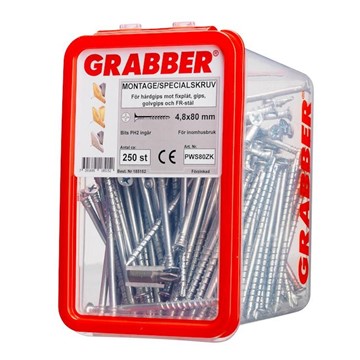 GRABBER MONTAGESKRUV SPECIAL BORRSPETS GRABBER BITS 2T 4,8X80 250ST