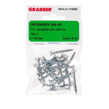 GRABBER GIPSSKRUV 1LAG VIT 3.9X32 25ST