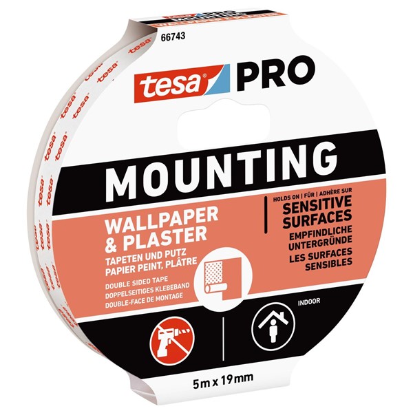 Tesa MONTERINGSTEJP 66743 TESA PRO WALLPAPPER 19MMX5M