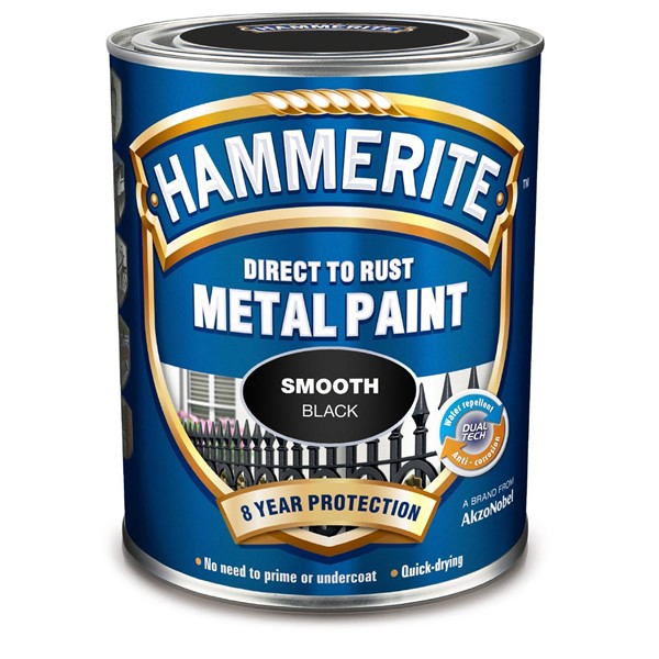 Hammerite METALLFÄRG SMOOTH FINISH BLACK HAMMERITE 0,25L
