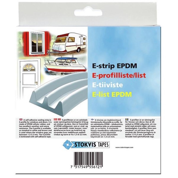 Stokvis Tapes E-LIST EPDM, VIT 9 MM X 4,0 MM X 24 M