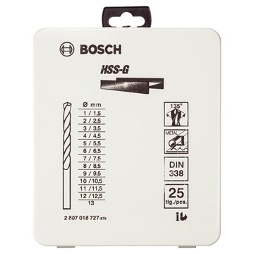Bosch BORRSET HSS-G 1-13MM 25ST I KASSETT