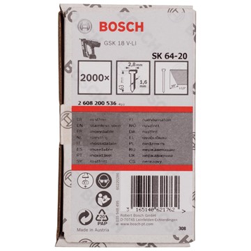 Bosch DYCKERT 20GR 1,6X63MM RFR 2000ST
