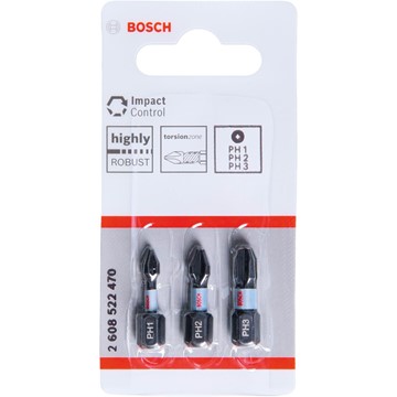 Bosch BITSSET PH1-PH2-PH3 IMPACT 25MM 3ST