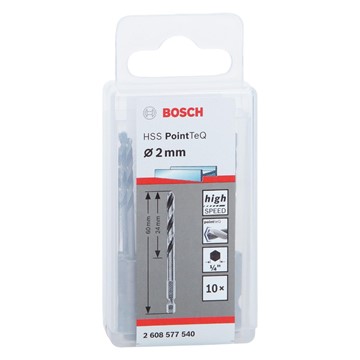 Bosch METALLBORR POINTTEQ HEX HSS-R 2X60MM 10ST