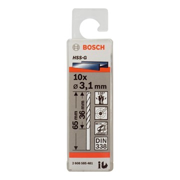 Bosch METALLBORR HSS-G 3,1X65MM 10ST