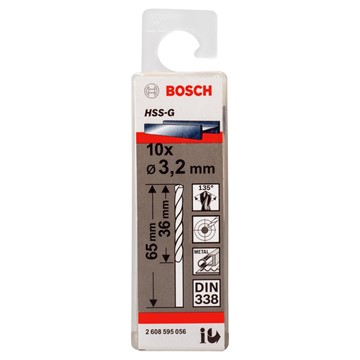 Bosch METALLBORR HSS-G 3,2X65MM 10ST