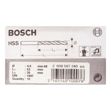 Bosch KAROSSERIBORR HSS-R 4,9X26X62MM 10ST