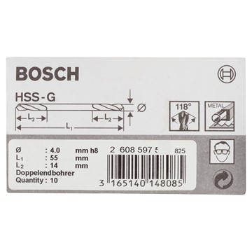 Bosch DUBBELBORR HSS-G Ø4X55MM 10ST
