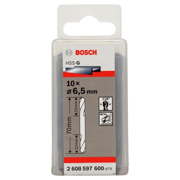 Bosch METALLDUBBELBORR HSS-G 6,5X70MM 10ST