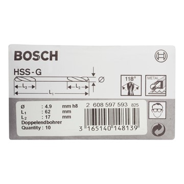 Bosch DUBBELBORR 4,9X62MM 10ST