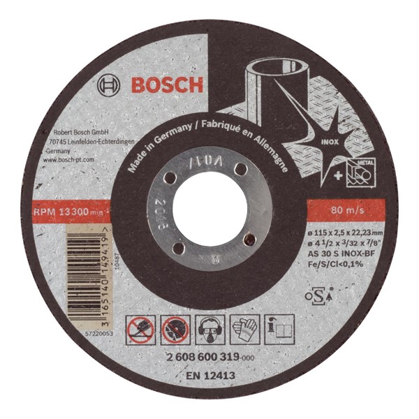 Bosch KAPSKIVA RAK 115X2,5MM INOX