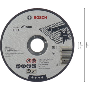 Bosch KAPSKIVA RAK 125X1,6MM INOX