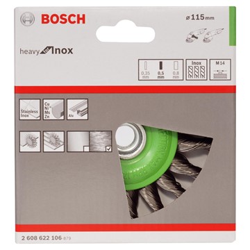 Bosch SKIVBORSTE FLÄTAD 115X0,5MM INOX M14
