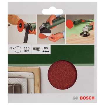 Bosch SLIPPAPPER 115 K80 U/HÅL 5ST GL KARDBORR