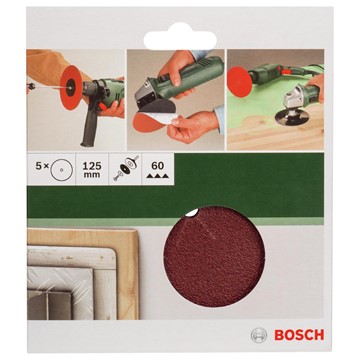 Bosch SLIPPAPPER 125MM K60 U/HÅL 5STGL