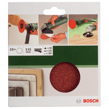 Bosch SLIPPAPPER 115MM MIX U/HÅL 10ST GL
