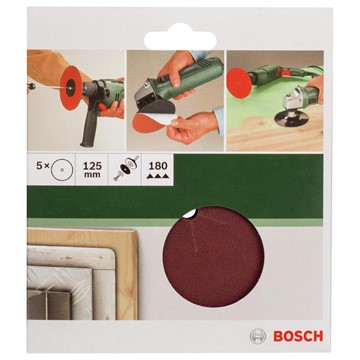 Bosch SLIPPAPPER 125MM K180 U/HÅL 5ST GL