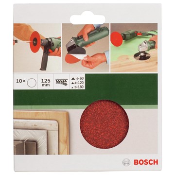 Bosch SLIPPAPPER 125MM K60-180 U/HÅL10ST GL