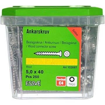ESSVE ANKARSKRUV FIBERCUT CORRSEAL T X20 5,0X40 250ST