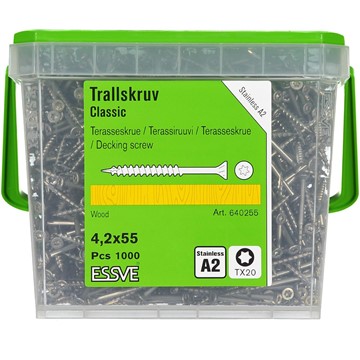 ESSVE TRALLSKRUV CLASSIC ROSTFRI A2 TX20 4,2 X 55 1000 ST