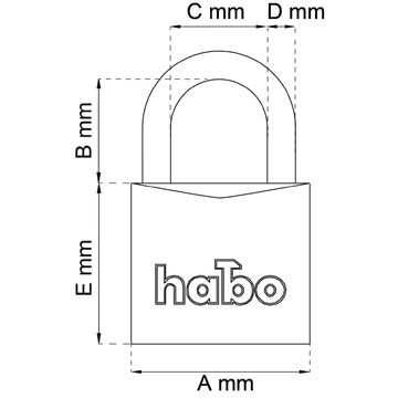 Habo HÄNGLÅS HABO 402-50 MÄSSING SB