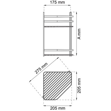 Habo HÖRNDUSCHKORG LANTANA 2-PLAN KROM 305X275MM