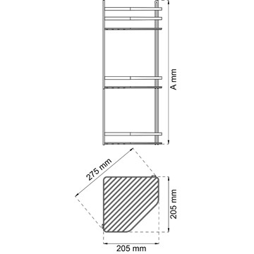 Habo HÖRNDUSCHKORG LANTANA 3-PLAN KROM 470X275MM