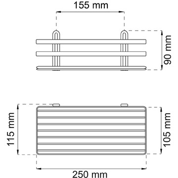 Habo DUSCHKORG LUNARIA 1-PLAN KROM 90X250MM