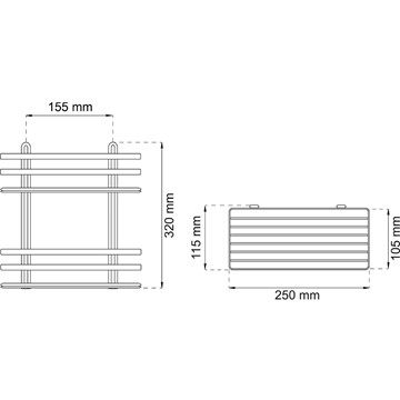 Habo DUSCHKORG LUNARIA 2-PLAN SVART 320X250MM