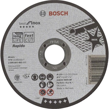 Bosch KAPSKIVA A60W INOX 125X1MM RAK