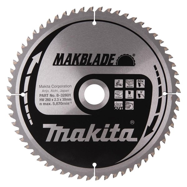 Makita SÅGKLINGA B-32801 MAKITA TRÄ 260X30X60T