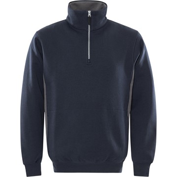 Fristads SWEATSHIRT KORT ZIP 1705 DF MARIN/MÖRKGRÅ STL 2XL