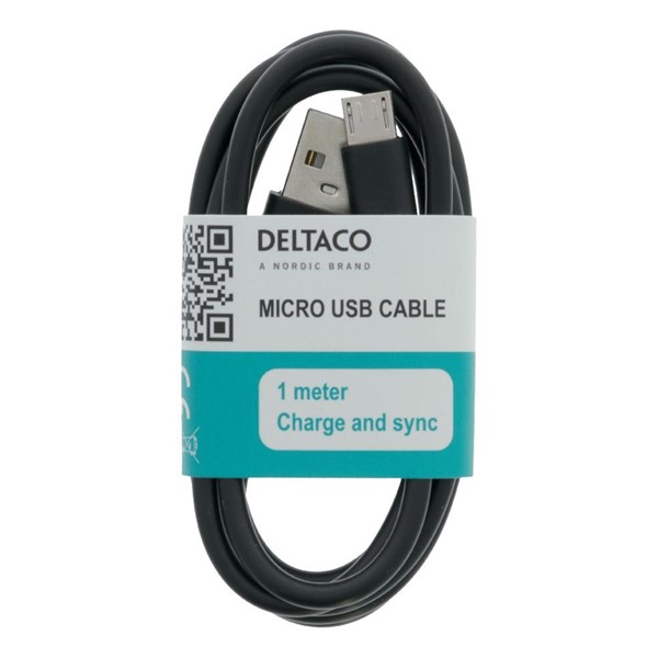 Deltaco KABEL MICRO USB 1M SVART