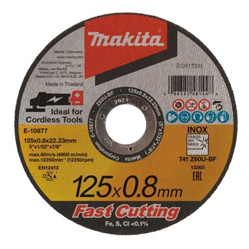 Makita KAPSKIVA E-10877 MAKITA Z60U INOX 125X0,8X22,23MM