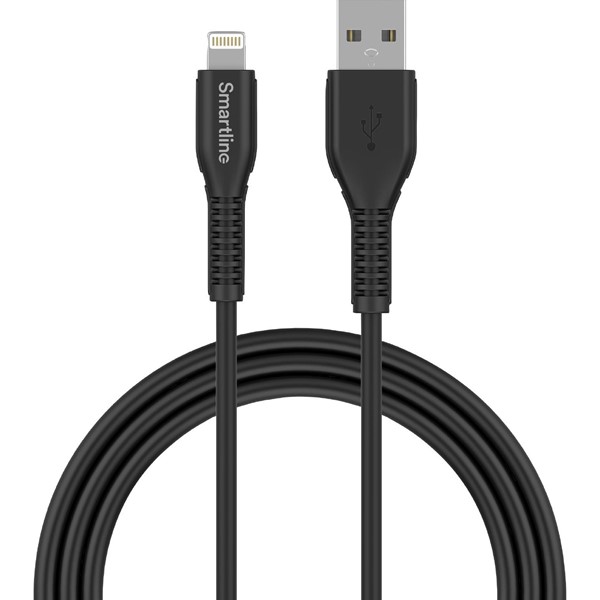 Smartline LADDKABEL LIGHTNING 2M SVART STRONG FÖR IPHONE/IPAD