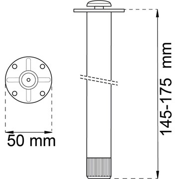 Habo BORDSBEN 811 KROM Ø28X145-175 MM