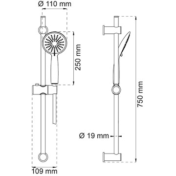 Habo DUSCHSET DAHLIA 3-SPRAY KROM D110MM/SLANG 150-200CM