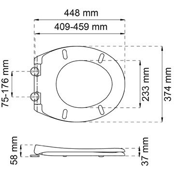 Habo TOALETTSITS STANDARD SVART CC75-176MM