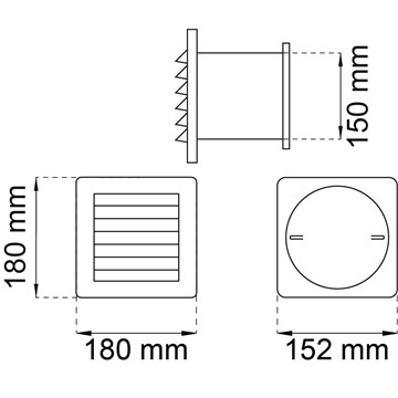 Habo BLOCKVENTIL 286 GRÅ/VIT 150MM