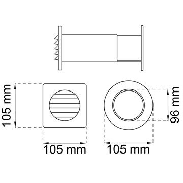 Habo BLOCKVENTIL 486 GRÅ/VIT D75MM