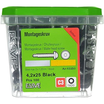 ESSVE MONTAGESKRUV M RFR BRICKA SVART RAL9011 TX20 4,2X25 100ST