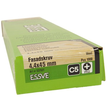 ESSVE FASADSKRUV BLANK BANDAD ROSTFRI SYRAFAST A4 4,4X45 1000 ST