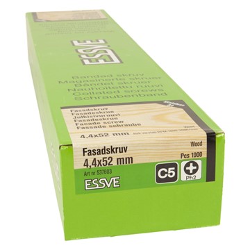 ESSVE FASADSKRUV BLANK BANDAD ROSTFRI SYRAFAST A4 4,4X52 1000 ST